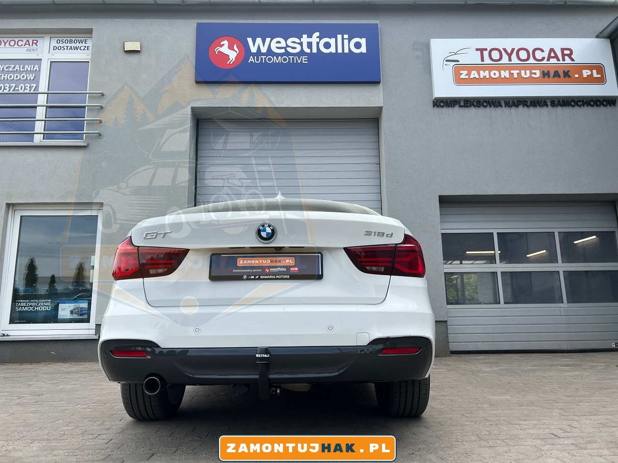 na zdjeciu bmw f34 3gt m-pakiet, hak holowniczy a40v, zamontowany w serwisie autoryzowanym westfalia w poznaniu